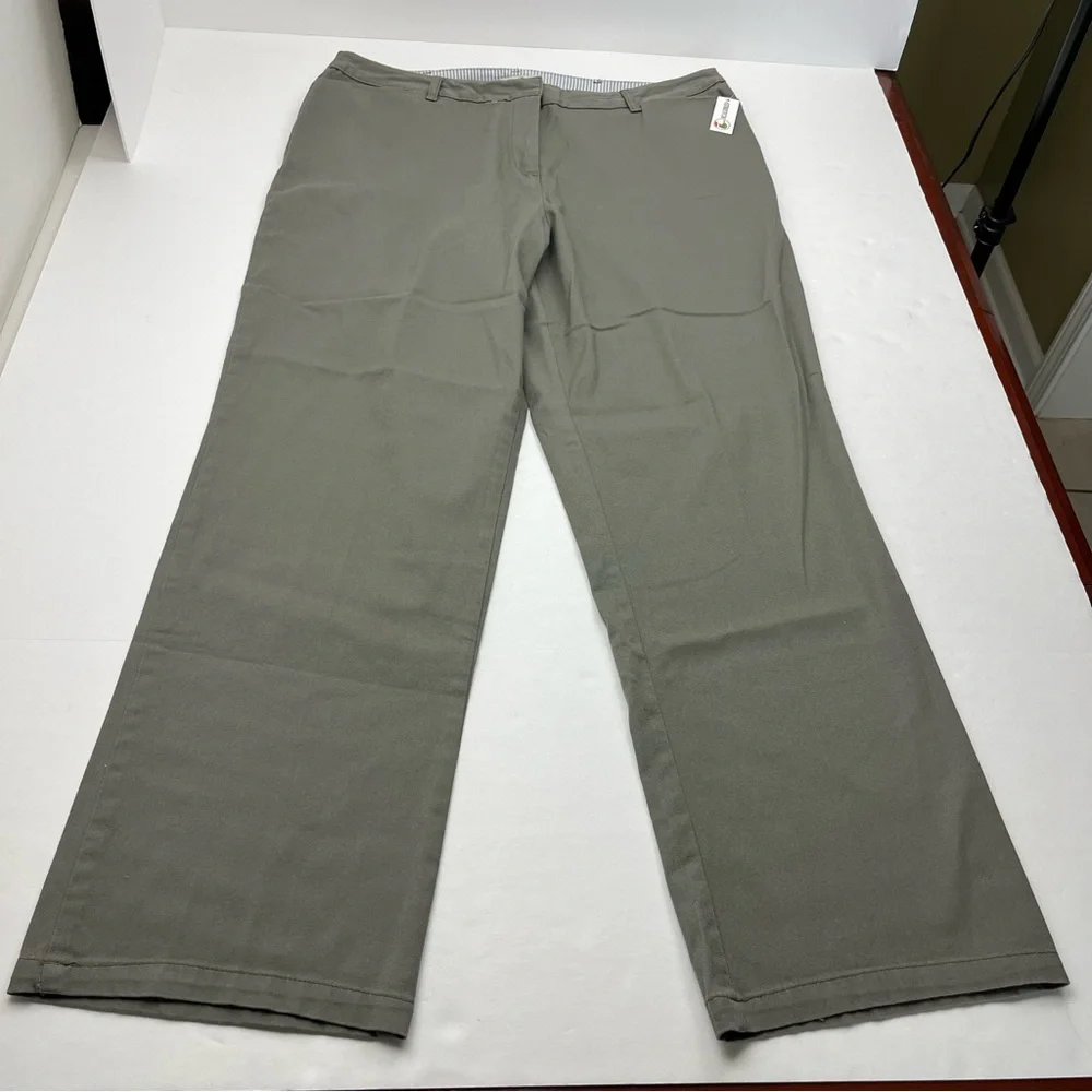 Duck Head‎ Stretch Twill Pant Womens Size 18 Green Pockets Preppy NEW